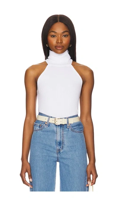 Michael Lauren Romulus Sleeveless Mock Neck Top In 白色