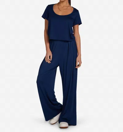 Michael Lauren Roux Scoop Neck Top In Astral Navy In Multi