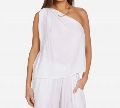 Michael Lauren Ruki One Shoulder Pleated Top In White