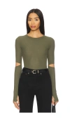 Michael Lauren Solomon Long Sleeve Fitted Tee In Green