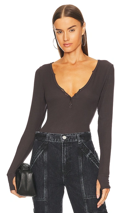 Michael Lauren Tahoe Henley Top In Vintage Black
