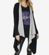Michael Lauren Tamar 2 Tone Open Cardigan In Black/grey In Black