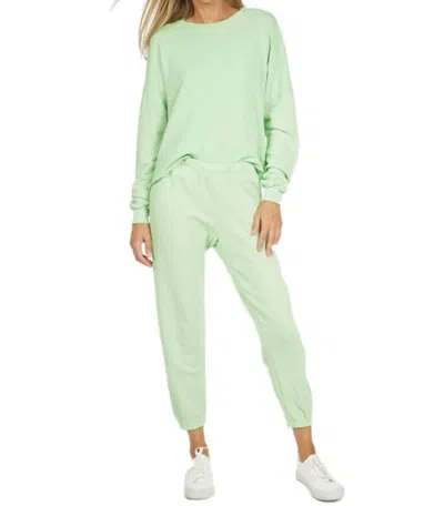 Michael Lauren Travis Crop Pullover In Slime Green In Multi