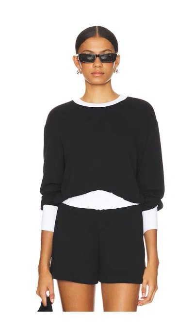 Michael Lauren Trayvon Crop Pullover In Black & White
