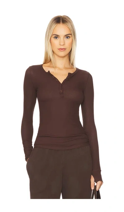 Michael Lauren Vesca Snap Front Tee In Brown