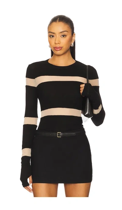 Michael Lauren Vex Long Sleeve Fitted Top In Black