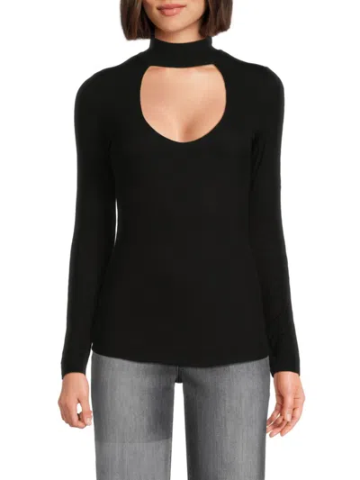 Michael Lauren Houston Long Sleeve Fitted Top In Black