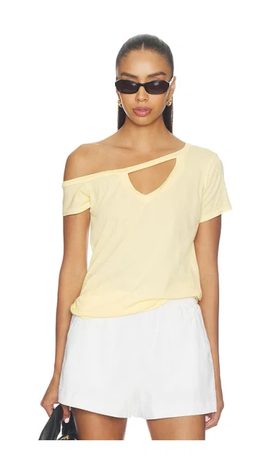 Michael Lauren X Revolve Zire Short Sleeve Asymmetrical Cold Shoulder Tee In Yellow