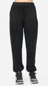 Michael Lauren Zane Rainbow Glitter Velour Sweatpants In Black In Black