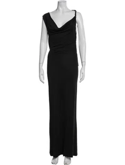Pre-owned Michael Lo Sordo Cowl Neck Long Dress In Black