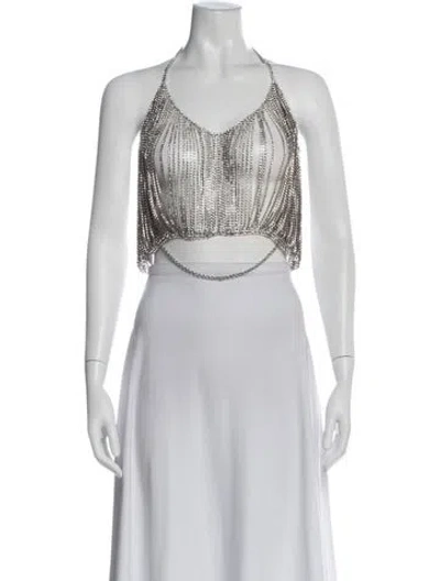 Pre-owned Michael Lo Sordo Halterneck Sleeveless Crop Top In Multi