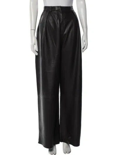 Pre-owned Michael Lo Sordo Lambskin Wide Leg Pants In Black