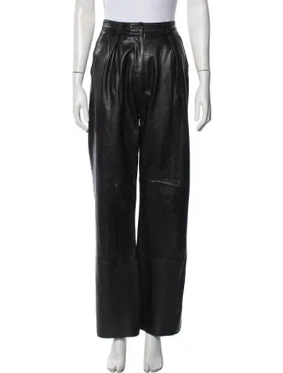 Pre-owned Michael Lo Sordo Lambskin Wide Leg Pants In Black