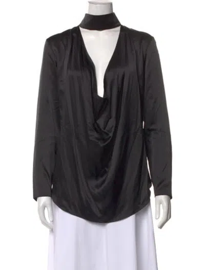 Pre-owned Michael Lo Sordo Silk Cowl Neck Top In Black