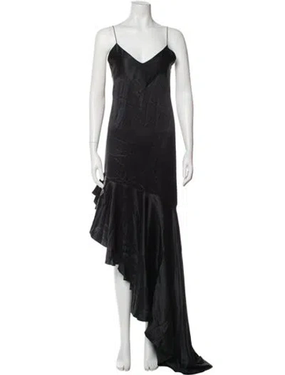 Pre-owned Michael Lo Sordo Silk Long Dress In Black