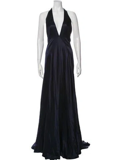 Pre-owned Michael Lo Sordo Silk Long Dress In Blue