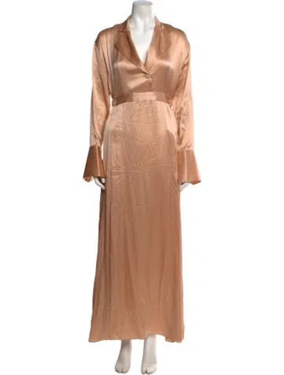 Pre-owned Michael Lo Sordo Silk Long Dress In Neutral