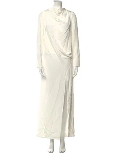 Pre-owned Michael Lo Sordo Silk Long Dress In Neutral