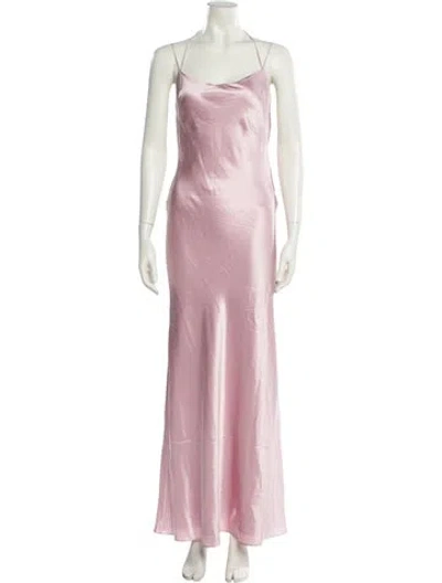 Pre-owned Michael Lo Sordo Silk Long Dress In Pink