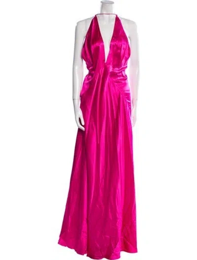 Pre-owned Michael Lo Sordo Silk Long Dress In Pink