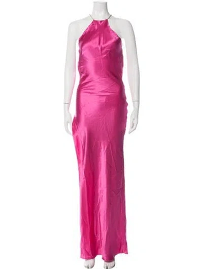 Pre-owned Michael Lo Sordo Silk Long Dress In Pink