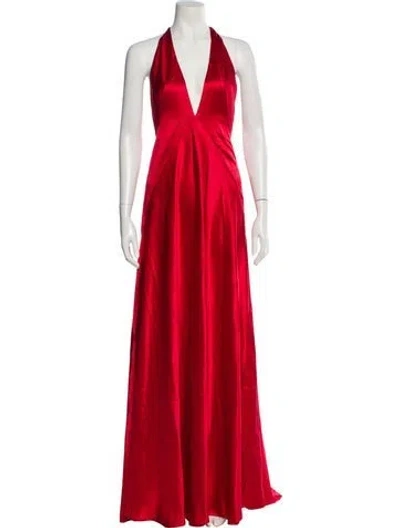 Pre-owned Michael Lo Sordo Silk Long Dress In Red