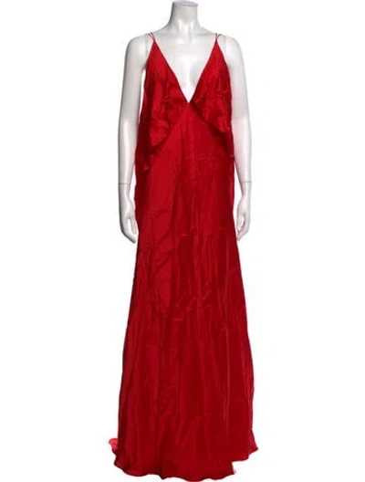 Pre-owned Michael Lo Sordo Silk Long Dress In Red
