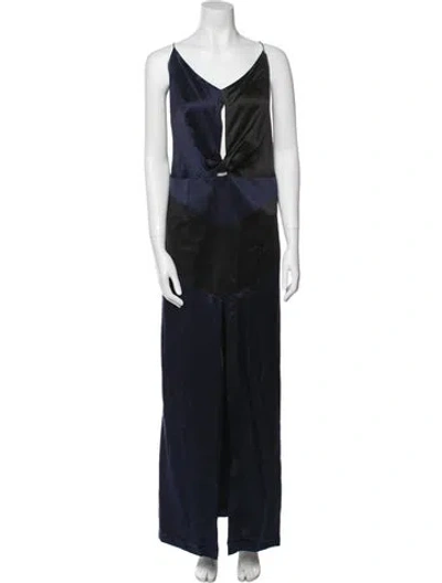 Pre-owned Michael Lo Sordo Silk Long Dress W/ Tags In Blue