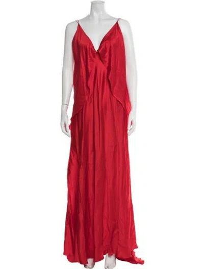 Pre-owned Michael Lo Sordo Silk Long Dress W/ Tags In Burgundy