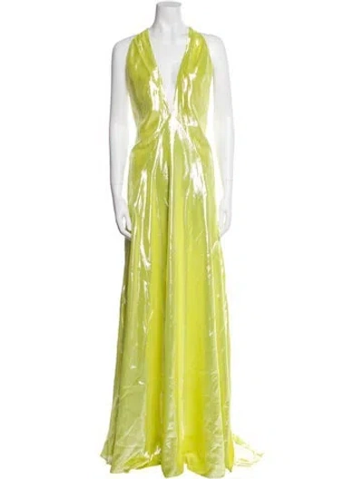Pre-owned Michael Lo Sordo Silk Long Dress W/ Tags In Green