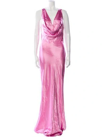 Pre-owned Michael Lo Sordo Silk Long Dress W/ Tags In Pink
