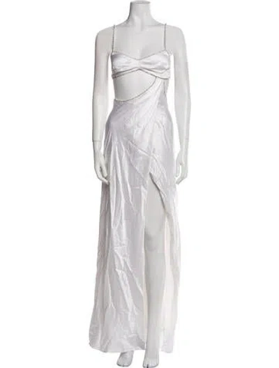 Pre-owned Michael Lo Sordo Silk Long Dress In White