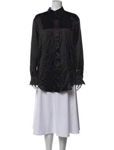 Pre-owned Michael Lo Sordo Silk Long Sleeve Button-up Top In Black