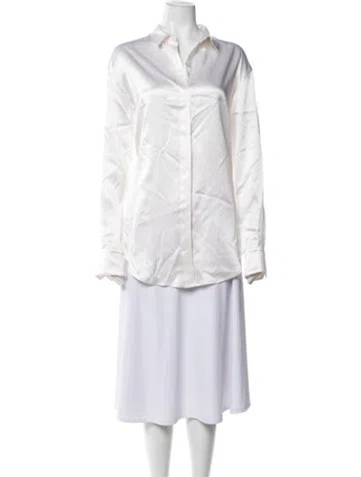 Pre-owned Michael Lo Sordo Silk Long Sleeve Button-up Top In White