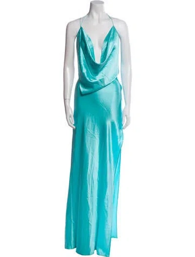 Pre-owned Michael Lo Sordo Silk Midi Length Dress In Blue