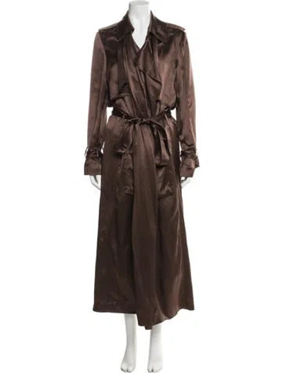 Pre-owned Michael Lo Sordo Silk Trench Coat In Brown