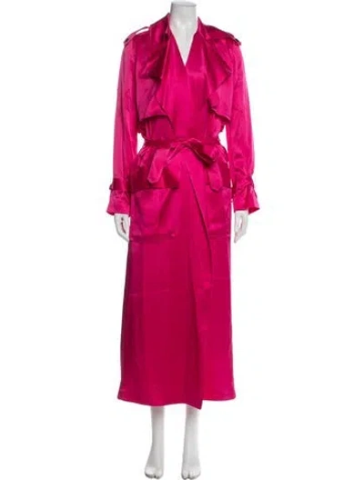 Pre-owned Michael Lo Sordo Silk Trench Coat In Red