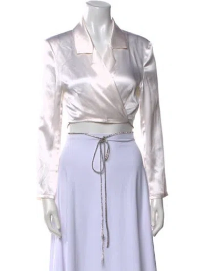 Pre-owned Michael Lo Sordo Silk V-neck Crop Top In Black