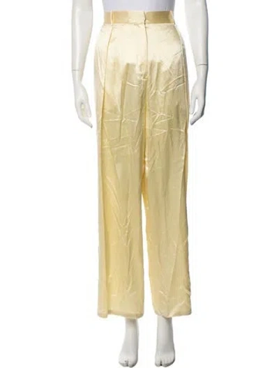 Pre-owned Michael Lo Sordo Silk Wide Leg Pants In Yellow