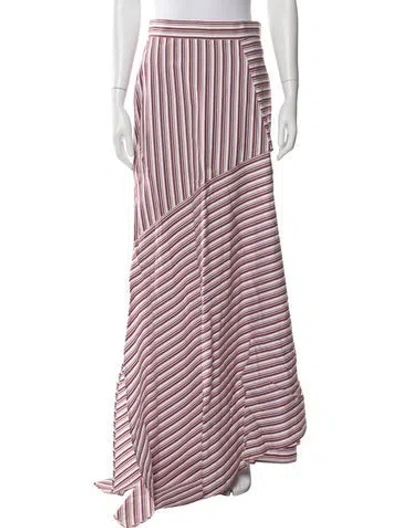 Pre-owned Michael Lo Sordo Striped Long Skirt In White