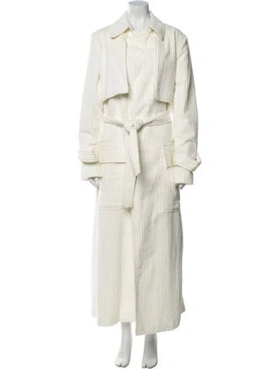 Pre-owned Michael Lo Sordo Striped Trench Coat In Neutral