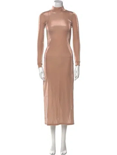 Pre-owned Michael Lo Sordo Turtleneck Long Dress In Neutral