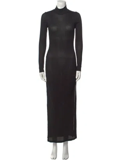 Pre-owned Michael Lo Sordo Turtleneck Midi Length Dress In Black