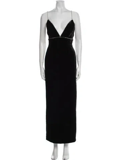 Pre-owned Michael Lo Sordo V-neck Long Dress In Black