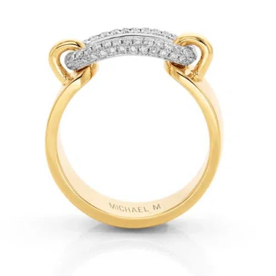 Michael M Luxe Link Pave Two Tone Ring In Gold