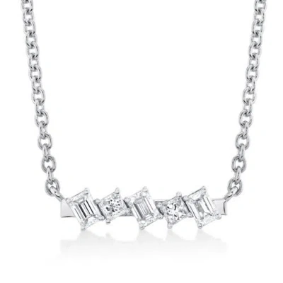 Michael M Mini Montage Emerald & Princess Diamond Bar Necklace In Silver
