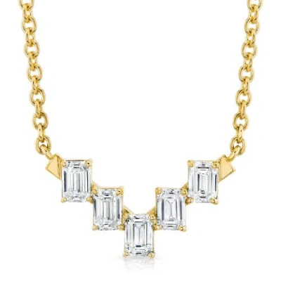 Michael M Mini Montage Emerald Cut Diamond Chevron Necklace In 18k Yellow Gold