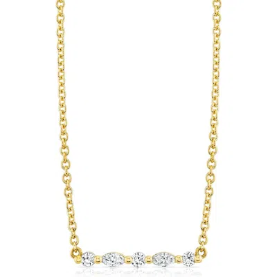 Michael M Mini Montage Marquise And Round Cut Diamond Bar Necklace In 18k Yellow Gold