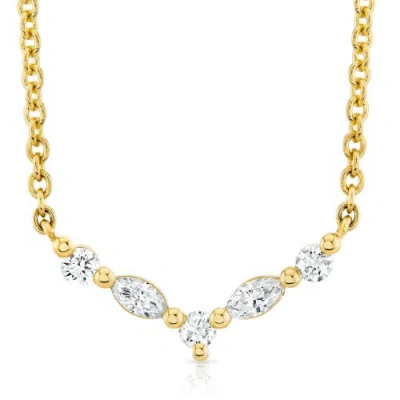 Michael M Mini Montage Marquise And Round Cut Diamond Chevron Necklace In 18k Yellow Gold