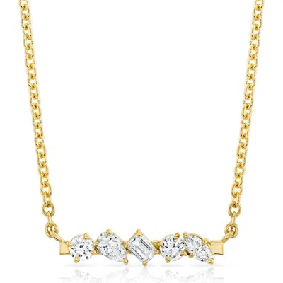 Michael M Mini Montage Mixed Cut Diamond Bar Necklace In 18k Yellow Gold